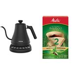 Cosori Electric Gooseneck Kettle with 5 Variable Presets + Melitta 625100 Bamboo Coffee Filters (No. 2, 80-Count)