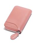 GADIEMKENSD Women Credit Card Holder Small RFID Wallet Zipper for Travel Leather Accordion Wallets Inserts Case Photo Business Cards Organizer Cute Compact Credit Card Slot Cash Slots Deep Pink