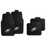 Fanmats Philadelphia Eagles Set of 4 Car Mats for Cars, SUV, Pickups - All Weather Technology Protection, Deep Reservoir design, Universal Fit - 3D NFL Team logo - 29” x 17” Front - 14” x 17” Rear Mat