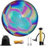 Maikaibuzi Reflective Football Size 5, Holographic Football, Glow in the Dark Football with Pump and Carry Bag, Light up Football for Youth Boys Adults Grils Outdoor Night Games & Training