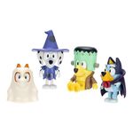 Bluey Figure 4-Packs, Halloween, 2.5" Poseable Figures of Bluey, Bingo, Chloe & Lucky Dressed in Halloween Costumes, with Accessories, Kids Can Recreate Their Favorite Moments from The Bluey TV Show