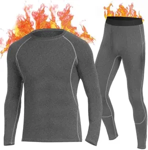 SIMIYA Thermal Underwear Set for Men Long Johns with Fleece Lined Base Layer for Workout Skiing Running Hiking Grey