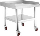 GarveeTech Stainless Steel 24x24x24 inch Equipment Grill Stand Table, 1000 lbs Top Shelf, 220 lbs Bottom Shelf, 2" Edge Baffle, for Hotel, Home, Commercial Restaurant Kitchen with Wheel