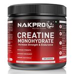 NAKPRO Micronised Creatine Monohydrate Powder 250g, Unflavoured | 3g Creatine/Serving | Trustified Certified | Rapid Absorption Pre/Post Workout Supplement for Muscle Repair & Recovery