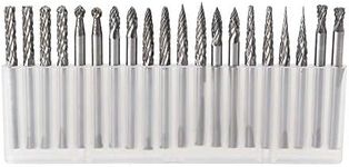 YUFUTOL 20pcs Solid Carbide Burr Set 0.118‘’（3mm）shank Tungsten Carbide Rotary Files Burrs with 3mm Cutting Head diameter Fits Most Rotary Drill Die Grinder for Woodworking,Engraving,Drilling,Carving