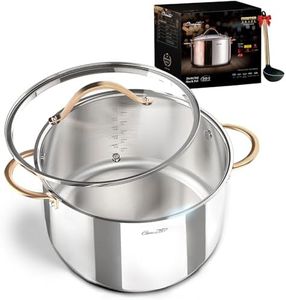 Ciwete 8 Quart Stock Pot, 3 Ply Stainless Steel Cooking Stock Pot with Lid, 8 QT Soup Pot with Copper Handle, Healthy Stockpots, Induction, Oven, Gas and Dishwasher Safe