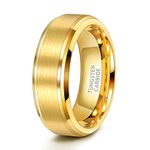 8mm Gold Tungsten Wedding Band Men Women 24K Gold Plated Tungsten Carbide Ring Size 10