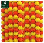 ABHAAS Artificial Marigold Garlands for Decoration Long Pooja Room Toran Indian genda phool for Wedding & Festivals Diwali pongal (Y+O)/4.7 Feet/Set of 5