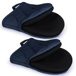 2 PCS Short Oven Mitts, Microwave Mitts, Heat Resistant Non-Slip Neoprene Cotton Golves, Non-Slip Grip Surfaces and Hanging Loop, Kitchen Mini Oven Mitts for 500 Degrees (Navy Blue)