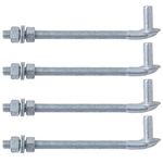 VIVIDA J Bolt Gate Hinge 10 inch, Chain Link Fence Gate Hinge J Bolt Post Hinge with 5/8" Male Hinge Pin, Galvanized Steel, Nuts & Washers Included, 4 Pack