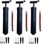 Pack of 3 Hand Air Pumps with Needle Nose Nozzles and Tapered Nozzles (for Basketball, Soccer Ball, Football, Volleyball, Playground Ball, Wobble Cushion, Balance Pod, or Other Sports Ball)