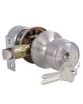 Lanwandeng Keyed Alike Entry Door Knob with Lock, Sain Nickel Door knobs with Lock for Bedroom/Bathrooom, Exterior/Entrance Door Lock