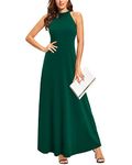 STYLEWORD Womens Summer Dresses Maxi Long Sleeveless Off Shoulder Halter Elegant Casual Dresses(Green,M)