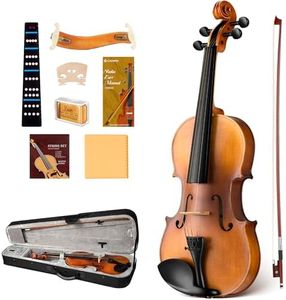 CAHAYA Beginner Violin 4/4 Full: Solid Wood Violin Kit for Kids Students with Hard Case Wooden Shoulder Rest Strings Bow Rosin Music Education Instruments Gift for Adults Children