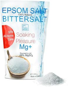 Magnesio Organico, Sal Epsom, Sales de Baño, Sal Pies, Alivio Muscular, Recarga la Piel con Magnesio Natural, Exfoliante Corporal, Detox y Vitalidad, Sin colorantes, aditivos y perfumes 1000 g
