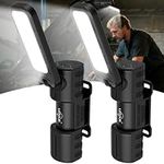 Inspection Lamp 2000 Lumen 2 Pack Rechargeable LED Work Light with Magnetic and Foldable 180° Rotating Stand and Magnetic Torch for Maintenance Work Night Walking Camping Emergency