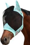 Harrison Howard Horse Fly Mask UV Protective Fine Mesh with Extra Wool Soft Touch on Skin Fly and UV Protection Summer Mint M