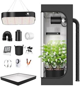 TOPRON Ensemble Complet de Tente de Culture avec Lampe de Culture à Spectre Complet LED 200W, intensité Variable, 60x60x120cm kit de Tente de Culture hydroponique Complet, Ensemble Complet