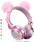 KORABA Wireless , LED Light up Color Changing Girls Bluetooth Headsets with MIC, 10 Hours 5.0 Bluetooth Headphones for School, Christmas (Pink)