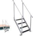 GAOMON Dock Ladder 4 Steps, 500lbs Load Pool Steps, Adjustable Height Aluminum Dock Stairs, Pontoon Boat Ladder with Handrails & Widen Nonslip Rubber Pedals for Lake, Marine Boarding, Pool