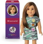 American Girl Truly Me 18-inch Doll #107 with Brown Eyes, Brown Hair, Light-to-Medium Skin, Camo T-shirt Dress, For Ages 6+