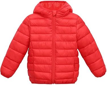 Kids Classic Puffy Jacket Girl's Cozy Puffer Jacket Boys' Bubble Jacket Red 9-10 Years