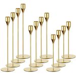 Gold Candle Holders for Taper Candles, FODIENS Set of 12 Metal Candlestick Holders, Decorative Tapered Candle Stick Holder for Wedding Dinning Party Anniversary Table Centerpiece