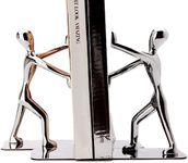 Tebery Book Ends Heavy Duty Black Metal Bookends Book Holder for Shelves Art Bookend,1 Pair(Silver)