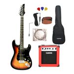 Kadence AstroMan Electric Guitar, 21 FRETS, ROSEWOOD FRETBOARD, H - S - S PICK UPS Sunburst combo with Bag and guitar cable (KAD-AM-EG-SUN-SC)