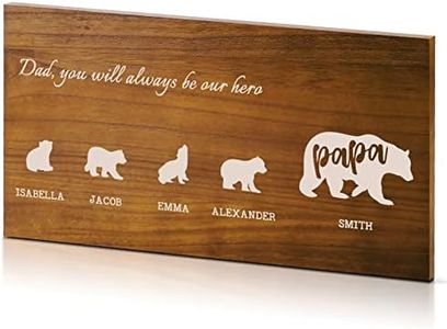 Regalo del Día del Padre para Papá -Placa de Papá Oso y Cachorros Personalizada, Regalo para el Cumpleaños del Padre, Regalo para Aniversarios, Regalo Personalizado para Papá-36 * 18-4