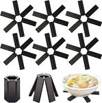 Cannagenix Folding Hot Pot Trivet Non Slip Silicone Heat Resistant Modern PVC Insulated Dining Table Flower Shaped Expandable Teapot Kitchen & Restaurant Pot Table Holder Ware (Black) (8)