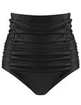 RELLECIGA Women's Black High Waisted Ruched Bikini Bottom Size XXX-Large