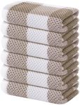 Homaxy 100% Cotton Waffle Weave Check Plaid Kitchen Towels, 13 x 28 Inches, Super Soft and Absorbent Dish Towels for Drying Dishes, 6-Pack, White & Khaki