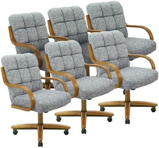 Chromcraft Set of 6 Swivel Tilt Chairs, Ultra Comfort Soft Wheel Chairs for Kitchen Room(Noriko Ocean)