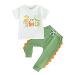 Carolilly Toddler Baby Boys Summer Outfits T-Shirt Short Sleeve Top Pullover Letter Animal Print Birthday Boy+Pocket Pants 2PCs Newborn Baby Boys Clothing Sets Birthday Gift (Two 18-24M, 18-24 Months)