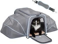 Petsfit Expandable Cat Carrier Dog Carrier,Airline Approved Soft-Sided Portable Pet Travel Washable Carrier for Kittens,Puppies,Removable Soft Plush mat and Pockets,Locking Safety Zippers
