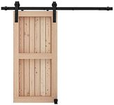 CCJH 5FT/152cm Sliding Barn Door Hardware Closet Set for Single Wooden Door, Modern Black Sliding Door Kits,Upgrade