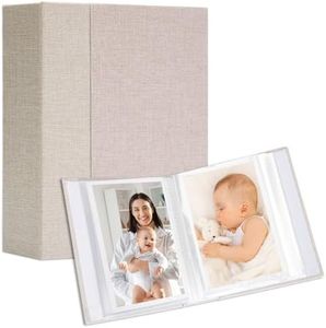 Hiwhy Linen 4x6 Photo Albums 2 Packs, Each Hardcover Small Insert Bookshelf Photo Albums for 100 Photos, Ideal for Kids Wedding Travel, Beige