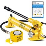 NEWTRY 30 ton Hydraulic Ram Jack + CP-700 Hydraulic Hand Pump Low Profile Porta Power Kit Single Section Mini Jack 0.55’’ Stroke Industrial Hydraulic Cylinder