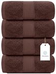 White Classic Luxury Bath Towels Large - Cotton Hotel spa Bathroom Towel |30x56 | 4 Pack | Brown