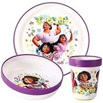 Encanto 3pcs Reusable Bicolor Premium Kids Dinner Tableware Set Plate, Bowl & Tumbler, BPA Free