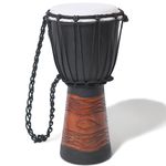 GMP Hand-Carved Mahogany Djembe, 7" Hand Drum Djembe with Ocean Carving