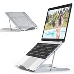 Jumkeet Laptop Stand,Foldable Portable Ventilated Desktop Laptop Holder,Universal Lightweight&Adjustable Ergonomic Tray Mount Compatible with iM(ac)/Laptop/Notebook Computer/Tablet (White)