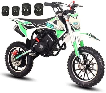 SYX MOTO VK Dirt Bike 60cc 4-Stroke Gas Powered Motorcycle Pit Bike Automatic Transmission Pull Start Up to 22 Mph 2.0 hp 10'' Wheel-Green