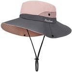 MengH-SHOP Women Sun Hat Wide Brim Outdoor UV Protection Summer Ponytail Hat Foldable Mesh Beach Fisherman's Cap for Gardening Travel Hiking Fishing 56-58CM (Pink)