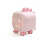 Kids Alarm Clock with Night Light 6 Ringtones Pink Dinosaur Digital Alarm Clock for Kids, Touch Control and Rechargeable Sleep Trainer Clock for Boys Girls Bedroom