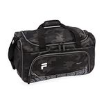 Fila Source Small Gym Sport Duffel Bag, Small Black Camo, Source Small Gym Sport Duffel