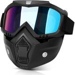 SARTE TPU Goggle Mask Anti Scratch UV Protective Open Face & Eyewear Windproof Dirt Shield Adjustable Strap Soft Foam Padded Detachable for Cycling Bike Off Road Racing Riding Unisex (Rainbow)