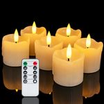 Homemory 6Pack Timer Remote Control Flameless Votive Candles, 2" x 2" Real Wax, 300+Hour Realistic 3D Wick Battery Operated LED Candles, for Wedding, Party and Holiday Decoration (Battery Included)