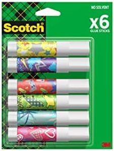 Scotch Bâton de Colle Permanente - 1 Paquet de 6 Bâtons de Colle - 8g par Bâton - Bâton de Colle pour Enfants, Colle forte, Sûre et Non Toxique pour Travaux Manuels, Fournitures Scolaires et de Bureau